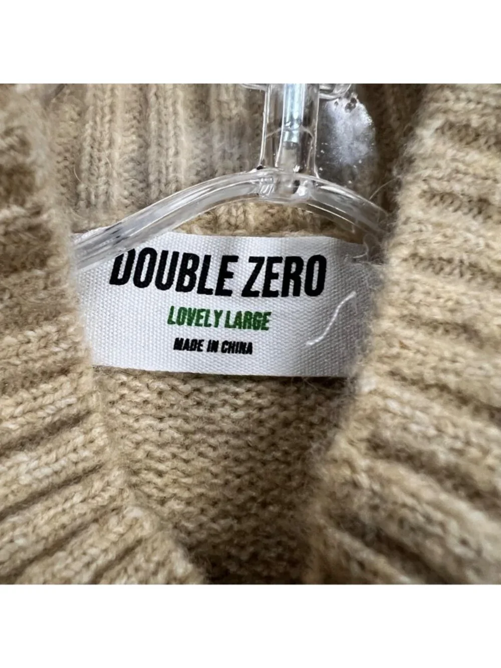 Double Zero Womens Knit Sweater Tan Mock Neck Size Large